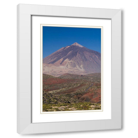 Canary Islands-Tenerife Island-El Teide Mountain-elevated view of Spains highest mountain White Modern Wood Framed Art Print with Double Matting by Bibikow, Walter