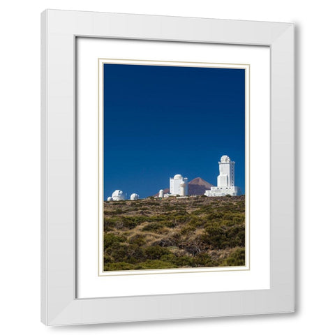 Canary Islands-Tenerife Island-El Teide Mountain-Observatorio del Teide-astronomical observatory White Modern Wood Framed Art Print with Double Matting by Bibikow, Walter