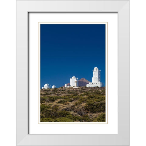 Canary Islands-Tenerife Island-El Teide Mountain-Observatorio del Teide-astronomical observatory White Modern Wood Framed Art Print with Double Matting by Bibikow, Walter