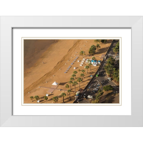 Canary Islands-Tenerife Island-San Andres-elevated view of San Andres Beach White Modern Wood Framed Art Print with Double Matting by Bibikow, Walter