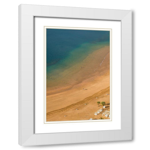 Canary Islands-Tenerife Island-San Andres-elevated view of San Andres Beach White Modern Wood Framed Art Print with Double Matting by Bibikow, Walter
