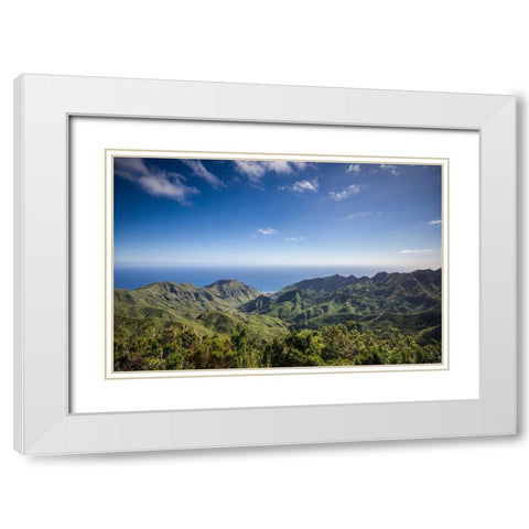 Canary Islands-Tenerife Island-northeast-La Cumbrilla-view of the Anaga Mountains White Modern Wood Framed Art Print with Double Matting by Bibikow, Walter