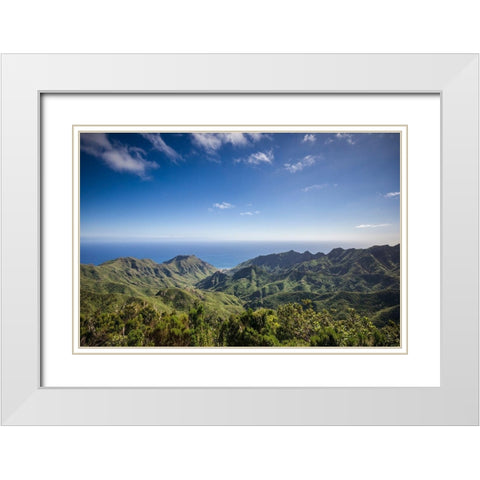 Canary Islands-Tenerife Island-northeast-La Cumbrilla-view of the Anaga Mountains White Modern Wood Framed Art Print with Double Matting by Bibikow, Walter