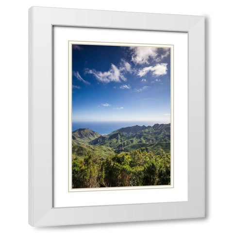 Canary Islands-Tenerife Island-northeast-La Cumbrilla-view of the Anaga Mountains White Modern Wood Framed Art Print with Double Matting by Bibikow, Walter