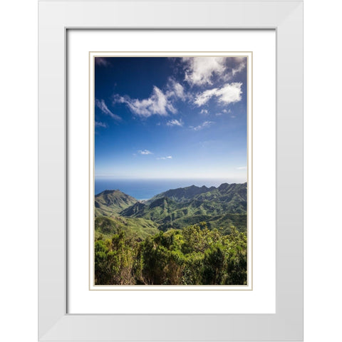 Canary Islands-Tenerife Island-northeast-La Cumbrilla-view of the Anaga Mountains White Modern Wood Framed Art Print with Double Matting by Bibikow, Walter