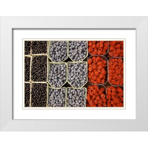 Sweden, Stockholm Berries at the Outdoor Market White Modern Wood Framed Art Print with Double Matting by Ross, Nancy ,  Steve