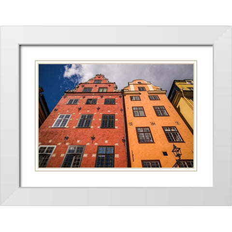 Sweden-Stockholm-Gamla Stan-Old Town-buildings of the Stortorget Square White Modern Wood Framed Art Print with Double Matting by Bibikow, Walter