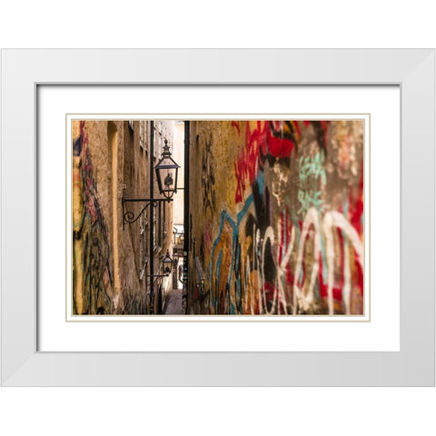 Sweden-Stockholm-Gamla Stan-Old Town-Marten Trotzigs Grand-narrowest street in Stockholm White Modern Wood Framed Art Print with Double Matting by Bibikow, Walter