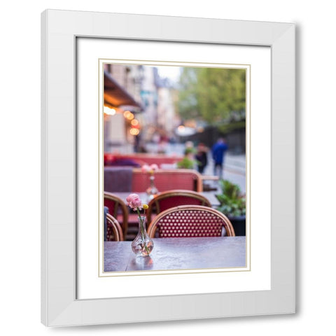 Sweden-Stockholm-Gamla Stan-Old Town-cafe tables White Modern Wood Framed Art Print with Double Matting by Bibikow, Walter