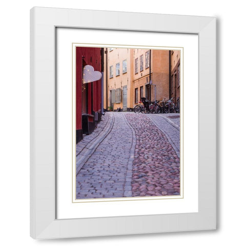 Sweden-Stockholm-Gamla Stan-Old Town-Royal Palace-old town street White Modern Wood Framed Art Print with Double Matting by Bibikow, Walter