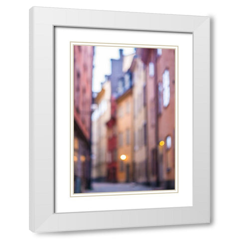 Sweden-Stockholm-Gamla Stan-Old Town-Royal Palace-old town street, White Modern Wood Framed Art Print with Double Matting by Bibikow, Walter