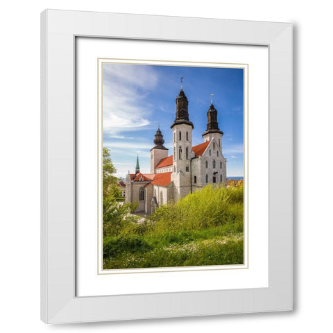 Sweden-Gotland Island-Visby-Visby Cathedral-12th century-exterior White Modern Wood Framed Art Print with Double Matting by Bibikow, Walter