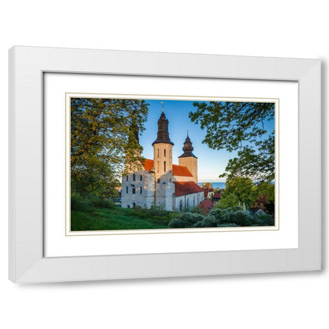 Sweden-Gotland Island-Visby-Visby Cathedral-12th century-exterior White Modern Wood Framed Art Print with Double Matting by Bibikow, Walter