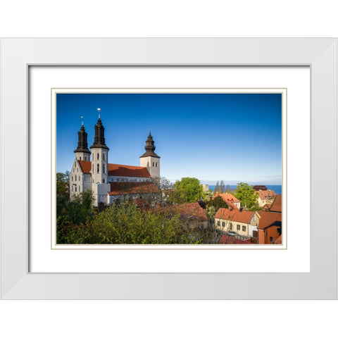 Sweden-Gotland Island-Visby-Visby Cathedral-12th century-exterior White Modern Wood Framed Art Print with Double Matting by Bibikow, Walter