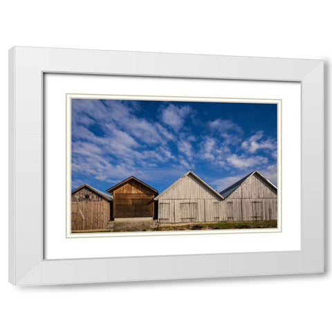 Sweden-Gotland Island-Djupvik-fishing shacks White Modern Wood Framed Art Print with Double Matting by Bibikow, Walter