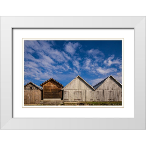 Sweden-Gotland Island-Djupvik-fishing shacks White Modern Wood Framed Art Print with Double Matting by Bibikow, Walter
