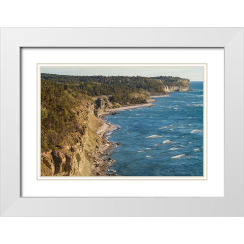 Sweden-Gotland Island-Hogklint-high angle view of western cliffs White Modern Wood Framed Art Print with Double Matting by Bibikow, Walter