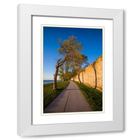 Sweden-Gotland Island-Visby-12th century city wall-most complete medieval city wall in Europe-sunse White Modern Wood Framed Art Print with Double Matting by Bibikow, Walter