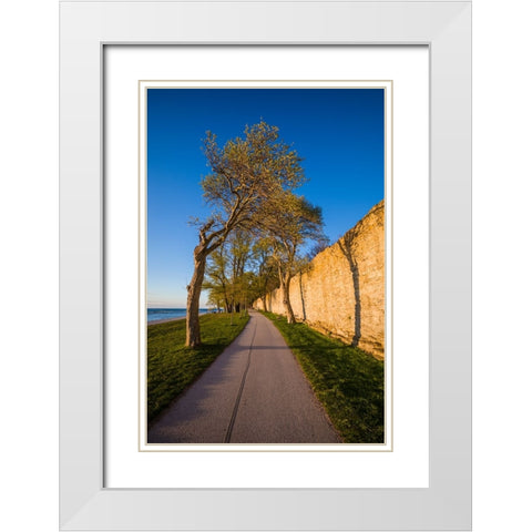 Sweden-Gotland Island-Visby-12th century city wall-most complete medieval city wall in Europe-sunse White Modern Wood Framed Art Print with Double Matting by Bibikow, Walter