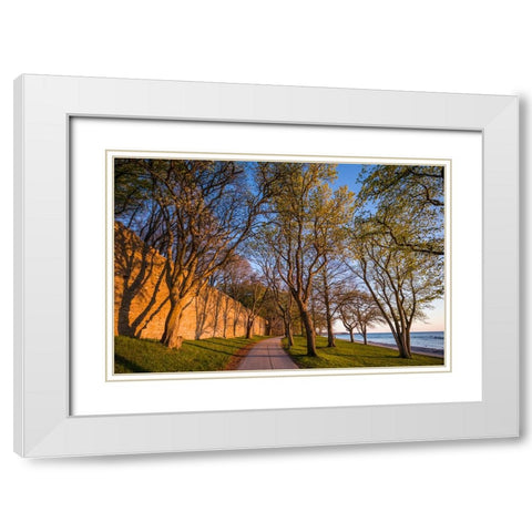 Sweden-Gotland Island-Visby-12th century city wall-most complete medieval city wall in Europe-sunse White Modern Wood Framed Art Print with Double Matting by Bibikow, Walter