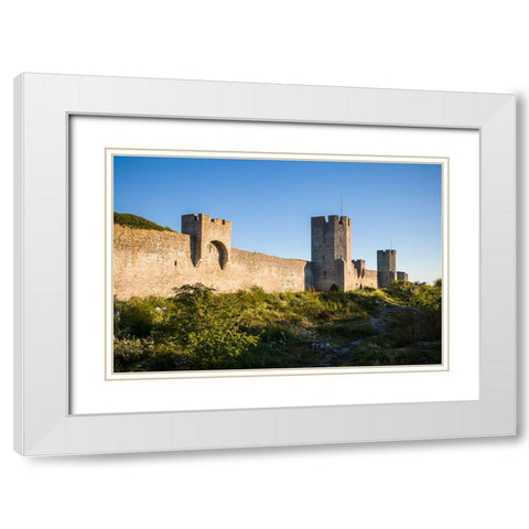 Sweden-Gotland Island-Visby-12th century city wall-most complete medieval city wall in Europe White Modern Wood Framed Art Print with Double Matting by Bibikow, Walter