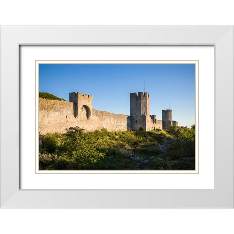 Sweden-Gotland Island-Visby-12th century city wall-most complete medieval city wall in Europe White Modern Wood Framed Art Print with Double Matting by Bibikow, Walter