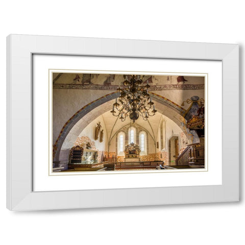 Sweden-Gotland Island-Bro-Bro church-interior White Modern Wood Framed Art Print with Double Matting by Bibikow, Walter