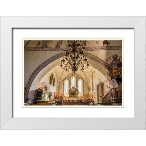 Sweden-Gotland Island-Bro-Bro church-interior White Modern Wood Framed Art Print with Double Matting by Bibikow, Walter