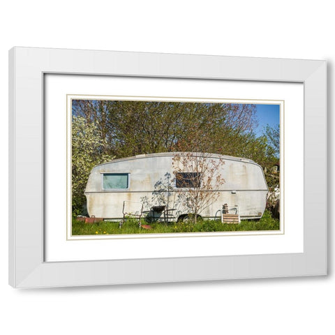 Sweden-Faro Island-Faro Broskogs-Creperie Tati-Kutens Bensin-hip former gas station now a restauran White Modern Wood Framed Art Print with Double Matting by Bibikow, Walter