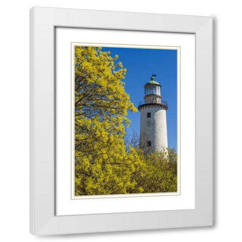 Sweden-Faro Island-Skogsbo-Skogsbo Lighthouse White Modern Wood Framed Art Print with Double Matting by Bibikow, Walter