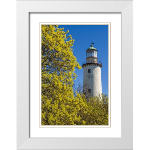 Sweden-Faro Island-Skogsbo-Skogsbo Lighthouse White Modern Wood Framed Art Print with Double Matting by Bibikow, Walter