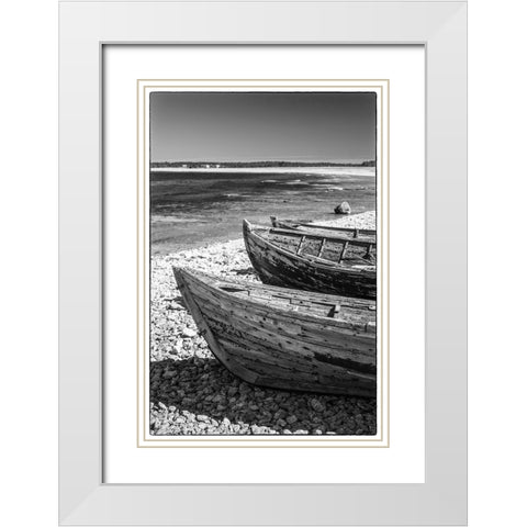 Sweden-Faro Island-Kursviken-coastal farmers fishing boats White Modern Wood Framed Art Print with Double Matting by Bibikow, Walter