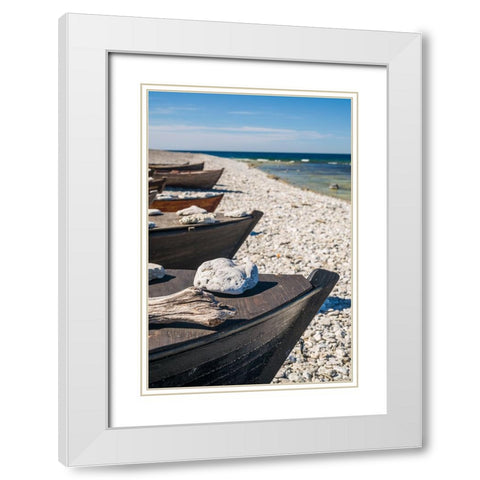 Sweden-Faro Island-Kursviken-coastal farmers fishing boats White Modern Wood Framed Art Print with Double Matting by Bibikow, Walter