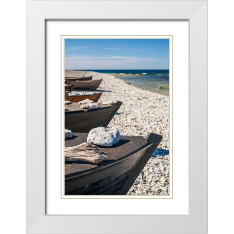 Sweden-Faro Island-Kursviken-coastal farmers fishing boats White Modern Wood Framed Art Print with Double Matting by Bibikow, Walter