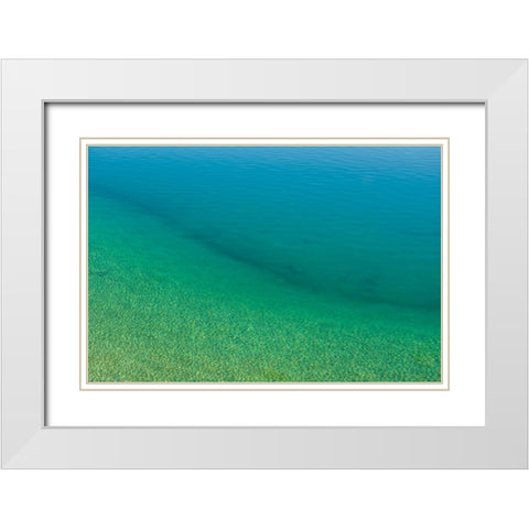 Sweden-Gotland Island-Labro-Bla Lagunen-Blue Lagoon-natural swimming area in former chalk quarry wi White Modern Wood Framed Art Print with Double Matting by Bibikow, Walter