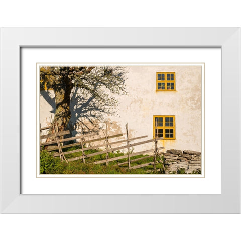 Sweden-Gotland Island-Fleringe-exterior farm White Modern Wood Framed Art Print with Double Matting by Bibikow, Walter