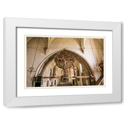 Sweden-Gotland Island-Oja-Oja church-crucifix White Modern Wood Framed Art Print with Double Matting by Bibikow, Walter
