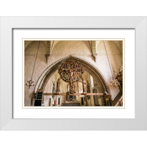 Sweden-Gotland Island-Oja-Oja church-crucifix White Modern Wood Framed Art Print with Double Matting by Bibikow, Walter