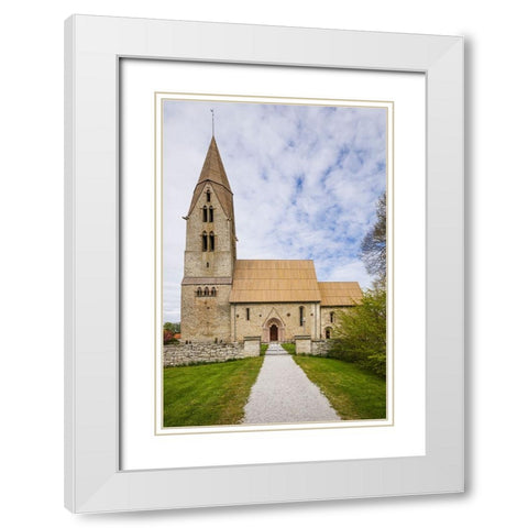 Sweden-Gotland Island-Oja-Oja church-exterior White Modern Wood Framed Art Print with Double Matting by Bibikow, Walter