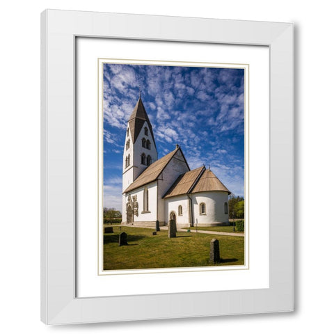 Sweden-Gotland Island-Stanga-Stanga church-exterior White Modern Wood Framed Art Print with Double Matting by Bibikow, Walter