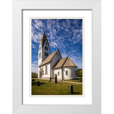 Sweden-Gotland Island-Stanga-Stanga church-exterior White Modern Wood Framed Art Print with Double Matting by Bibikow, Walter