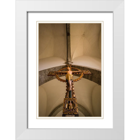 Sweden-Gotland Island-Stanga-Stanga church-interior crucifix White Modern Wood Framed Art Print with Double Matting by Bibikow, Walter
