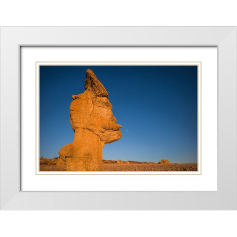 Sweden-Faro Island-Langhammars Area-Langhammar coastal limestone rauk rock-sunset White Modern Wood Framed Art Print with Double Matting by Bibikow, Walter
