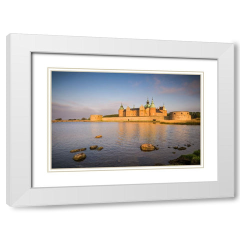 Sweden-Kalmar-Kalmar Slott castle-dawn White Modern Wood Framed Art Print with Double Matting by Bibikow, Walter