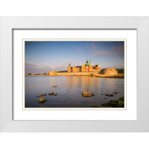 Sweden-Kalmar-Kalmar Slott castle-dawn White Modern Wood Framed Art Print with Double Matting by Bibikow, Walter