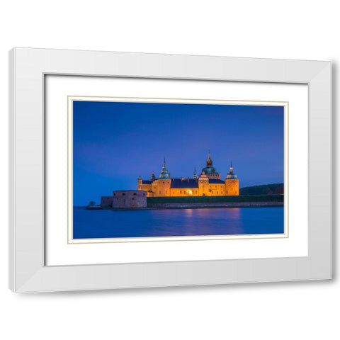 Sweden-Kalmar-Kalmar Slott castle-dusk White Modern Wood Framed Art Print with Double Matting by Bibikow, Walter
