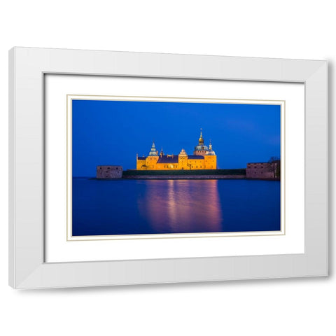 Sweden-Kalmar-Kalmar Slott castle-dusk White Modern Wood Framed Art Print with Double Matting by Bibikow, Walter