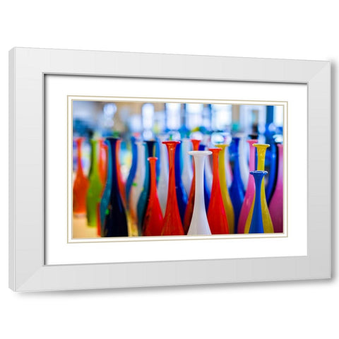 Sweden-Glasriket-Kingdom of Glass historical glass making region-Nybro-Pukeberg Glasbruk-glass item White Modern Wood Framed Art Print with Double Matting by Bibikow, Walter