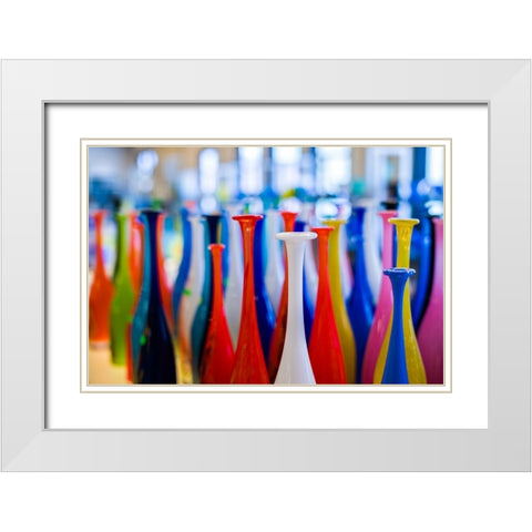 Sweden-Glasriket-Kingdom of Glass historical glass making region-Nybro-Pukeberg Glasbruk-glass item White Modern Wood Framed Art Print with Double Matting by Bibikow, Walter