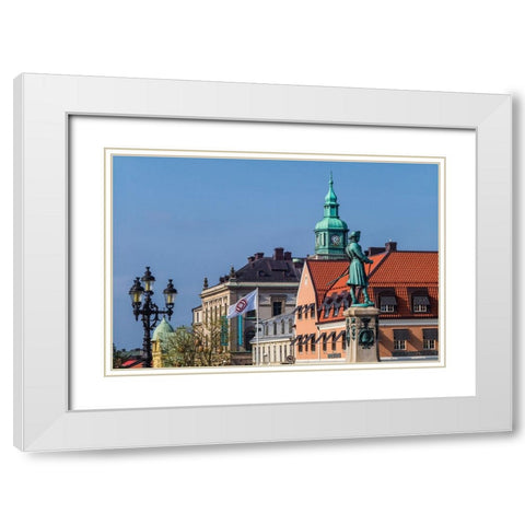 Southern Sweden-Karlskrona-Stortorget Square-town buildings White Modern Wood Framed Art Print with Double Matting by Bibikow, Walter
